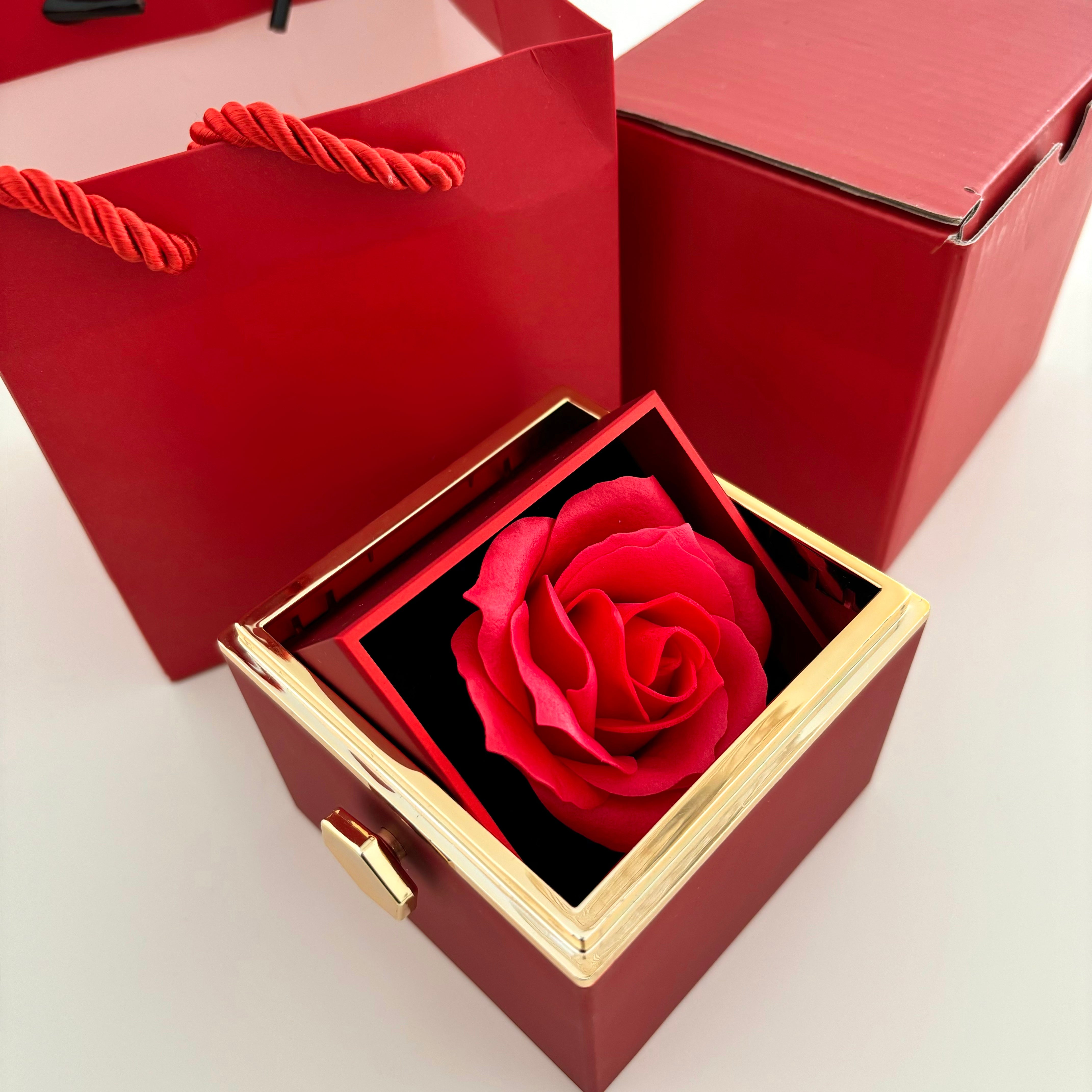 Eternal Rose Box - With Initial Ring & Rose