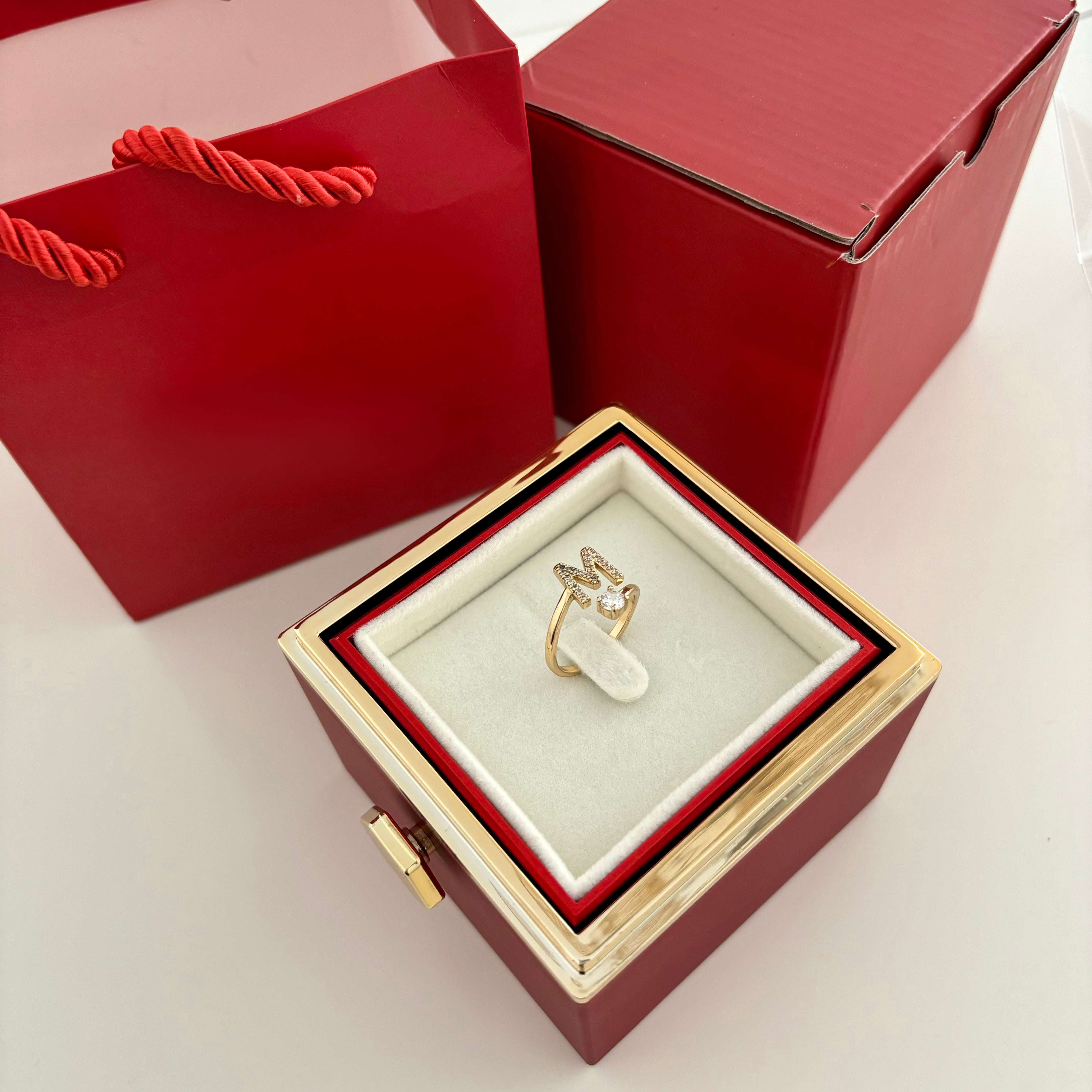 Eternal Rose Box - With Initial Ring & Rose