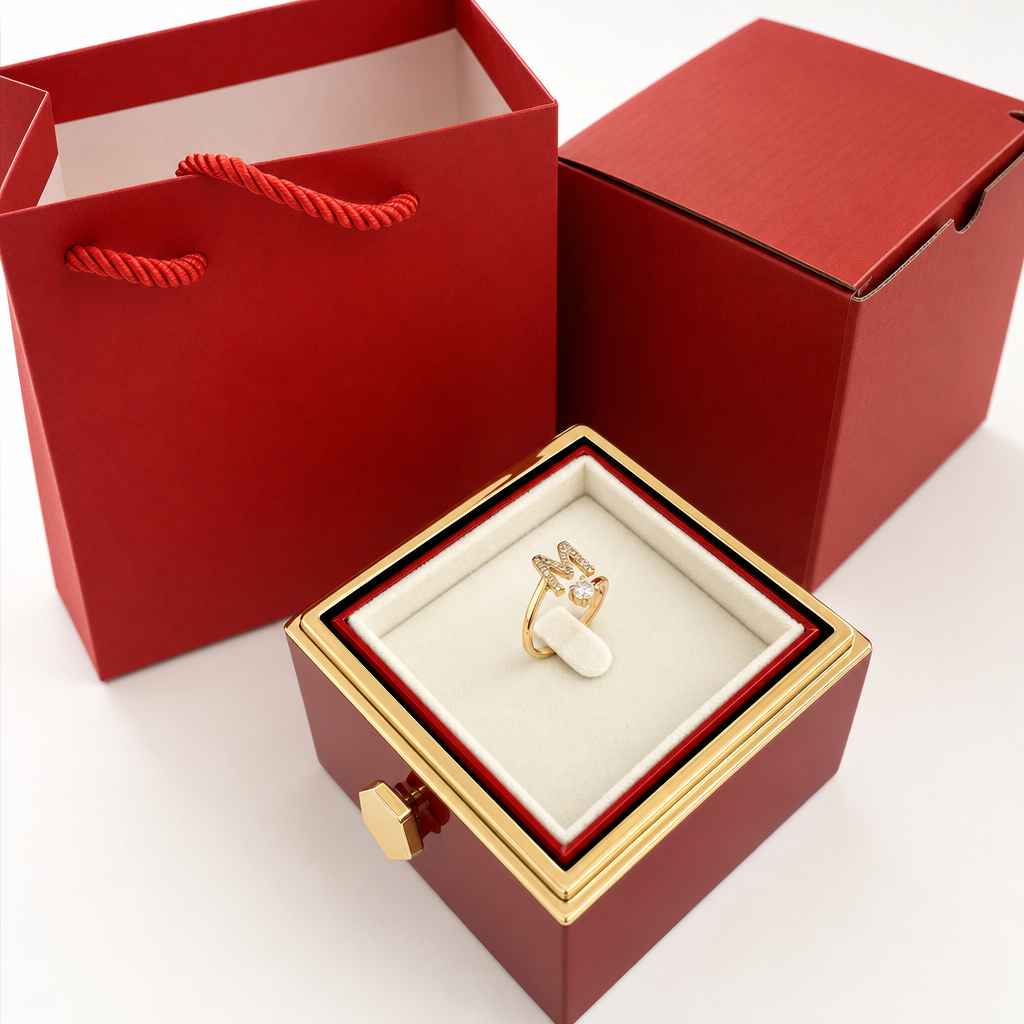 Coffret Rose Éternelle - Avec Bague Initiale & Rose