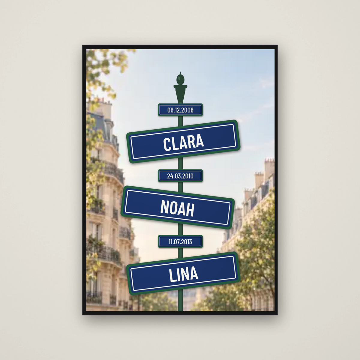 Affiche Prénoms & Dates de Naissance – Plaques de Rue Paris